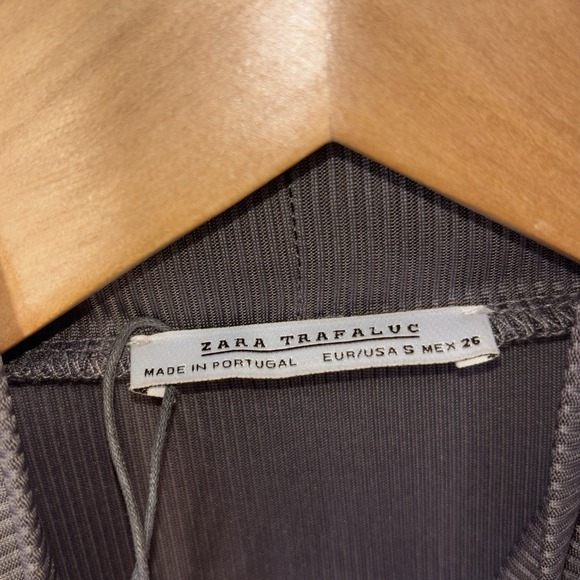 Zara Trafaluc Ribbed Bodysuit Brown Long Sleeve Stretch Slim Fit Size S - Picture 2 of 8